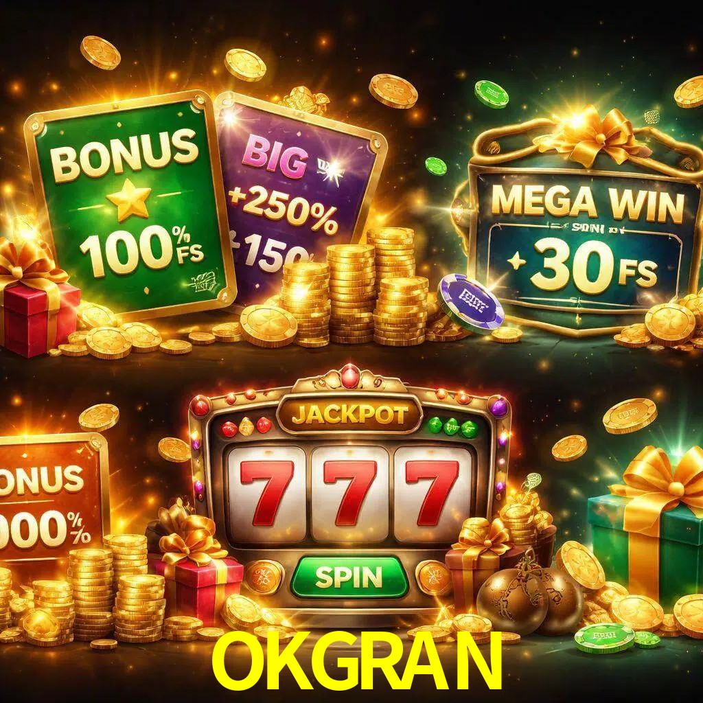 Tipos de bonos OKGRAN incluyendo recompensas de bienvenida y promociones continuas